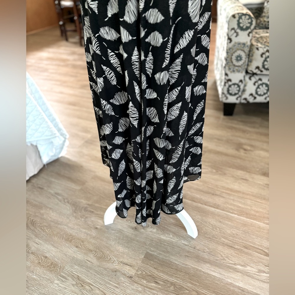 Mario Balthazar Black & Cream Sleeveless Full Wrap Dress Size 10 - Picture 10 of 12